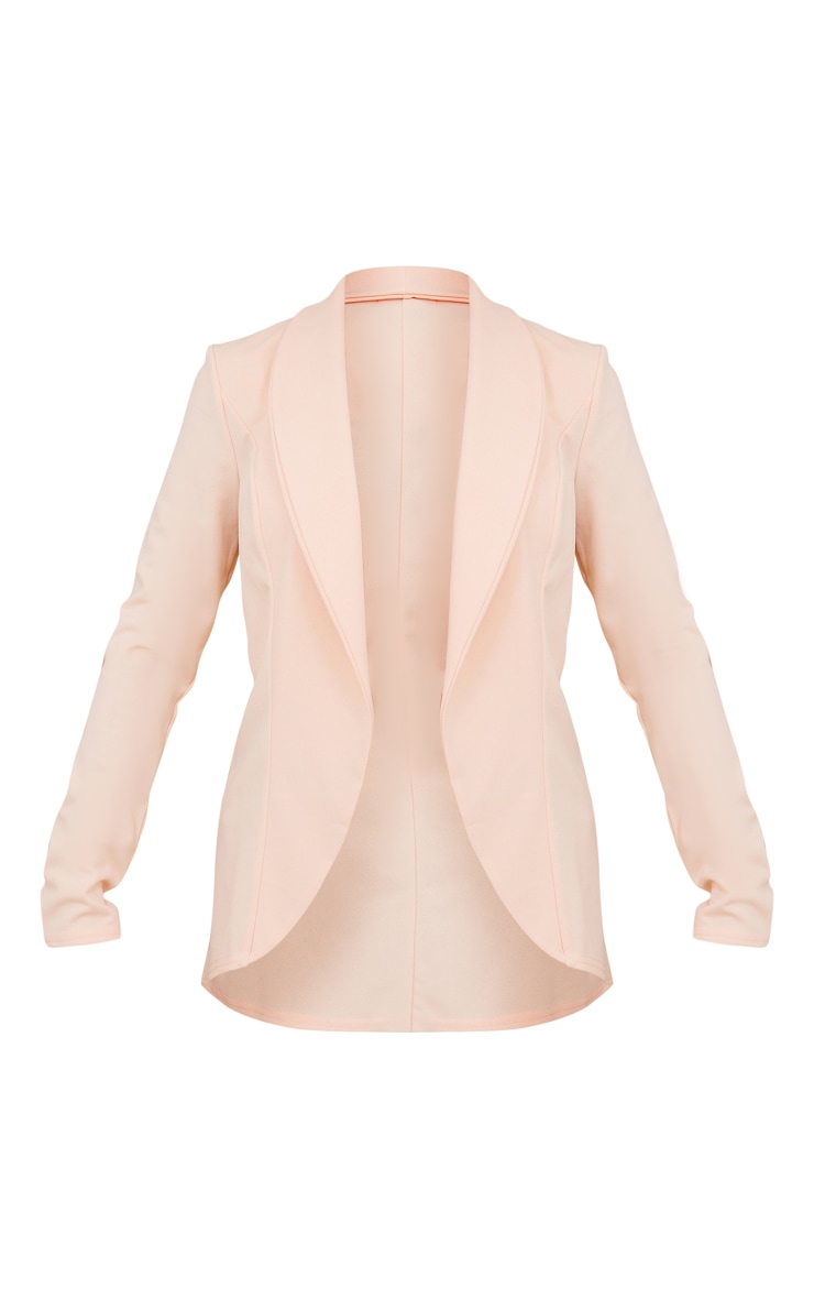 Nude Basic Scuba Crepe Puff Shoulder Waterfall Blazer image 1