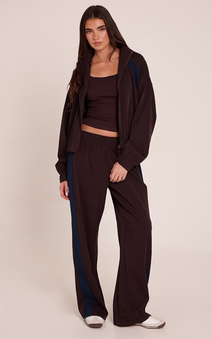 Chocolate Tricot Contrast Stripe Wide Leg Pants image 2