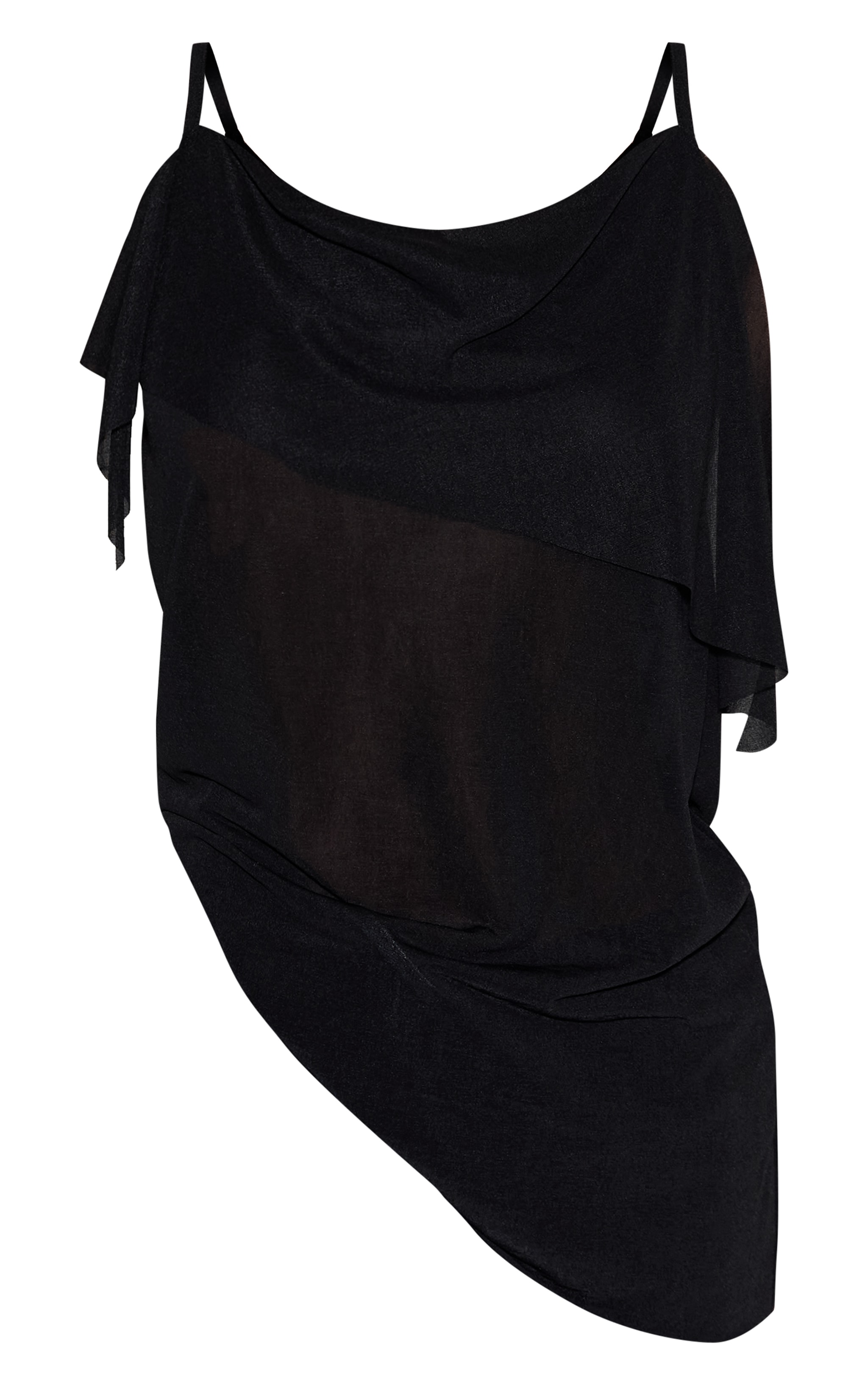 Petite Black Sheer Asymmetric Cami Top image 5