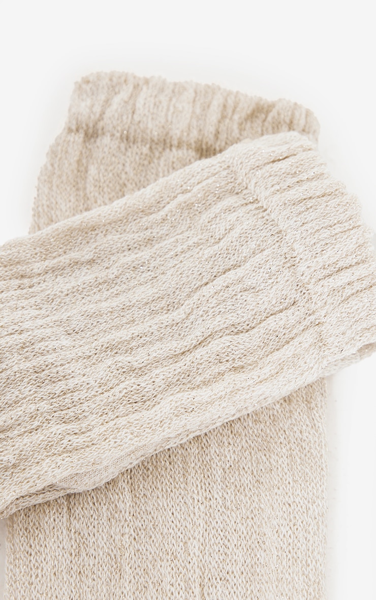 Cream Glitter Slouchy Sock image 2