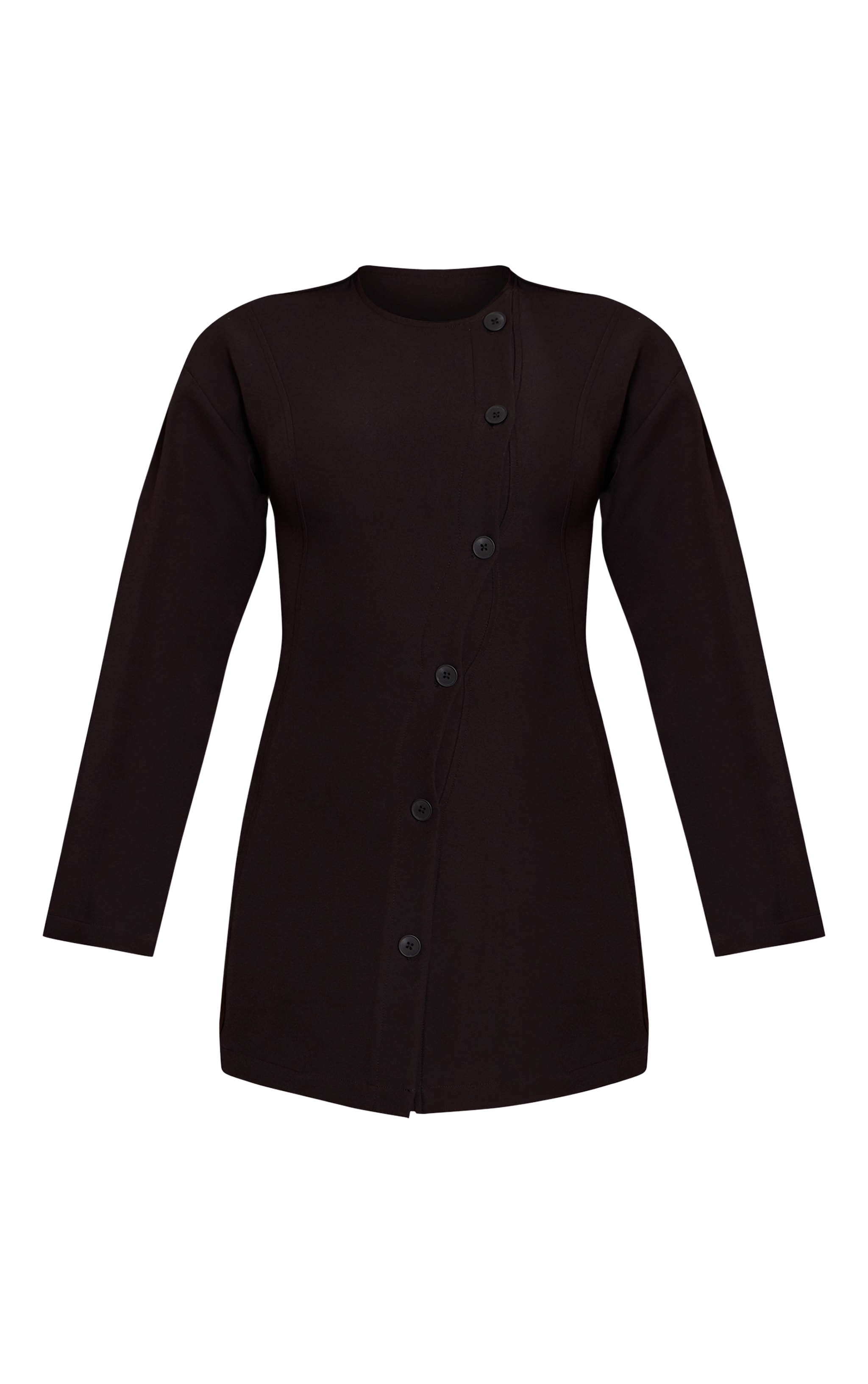 Black Button Down Shift Blazer Dress image 5