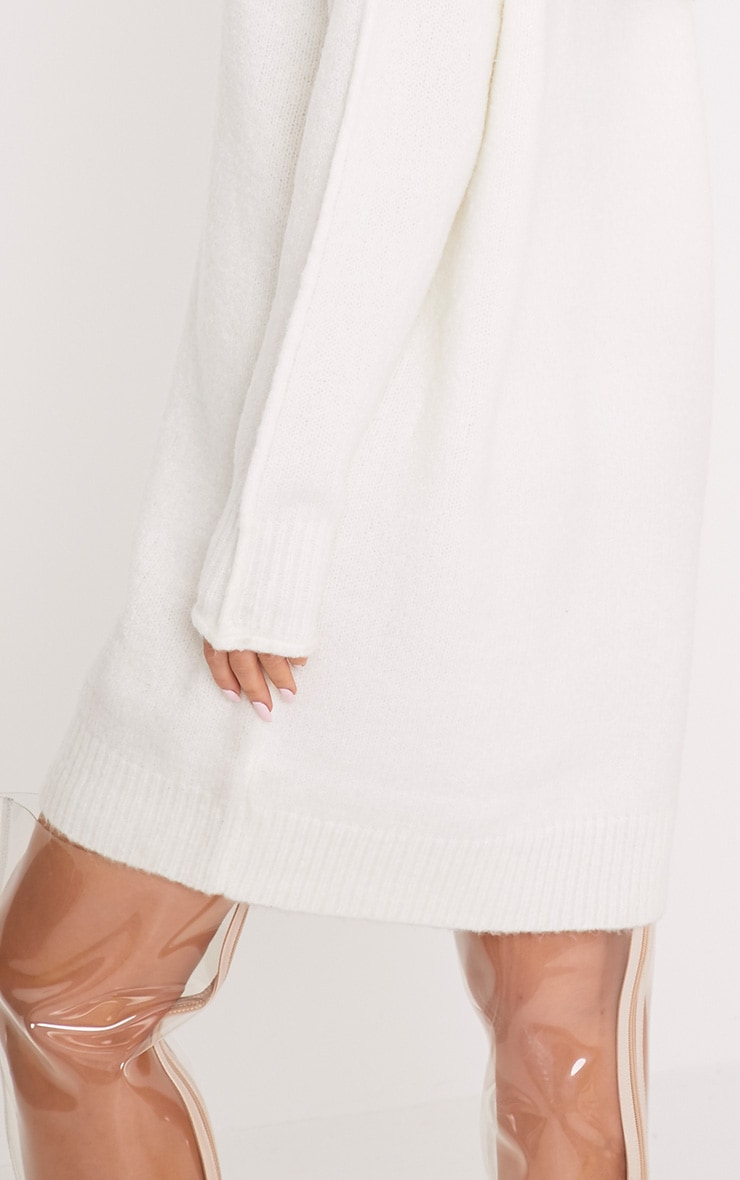 Selah Cream Oversized Seam Detail Brushed Jumper Dress