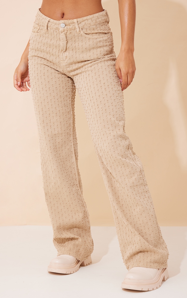 Stone Frayed Ripped Low Rise Wide Leg Jeans Denim PLT KSA