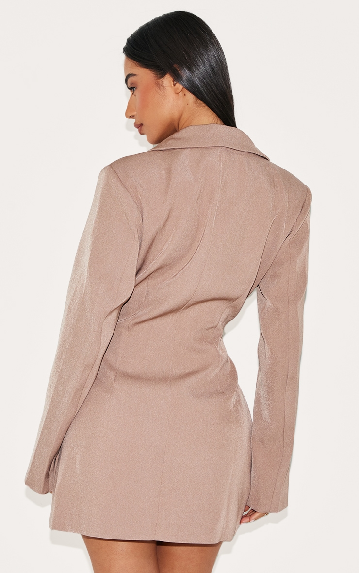 Petite Taupe Hook And Eye Fitted Blazer Dress image 2