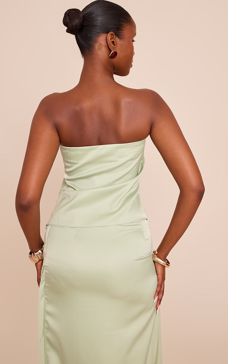Top bustier sauge à partie satinée sur le buste image 2