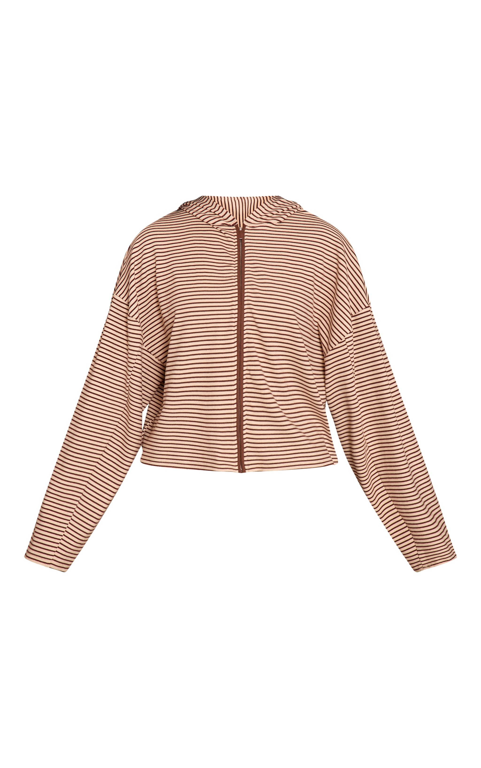 Sand Striped Soft Fleece Zip Up Hoodie image 5
