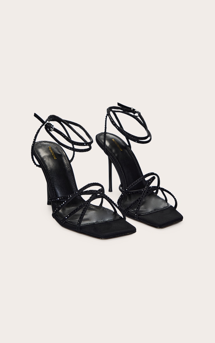 Black Hot Fix Strappy Heeled Sandal image 3