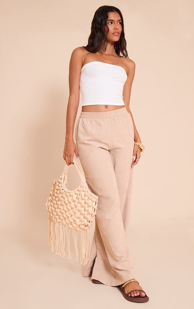 Pantalon large en peau de pêche gris pierre
