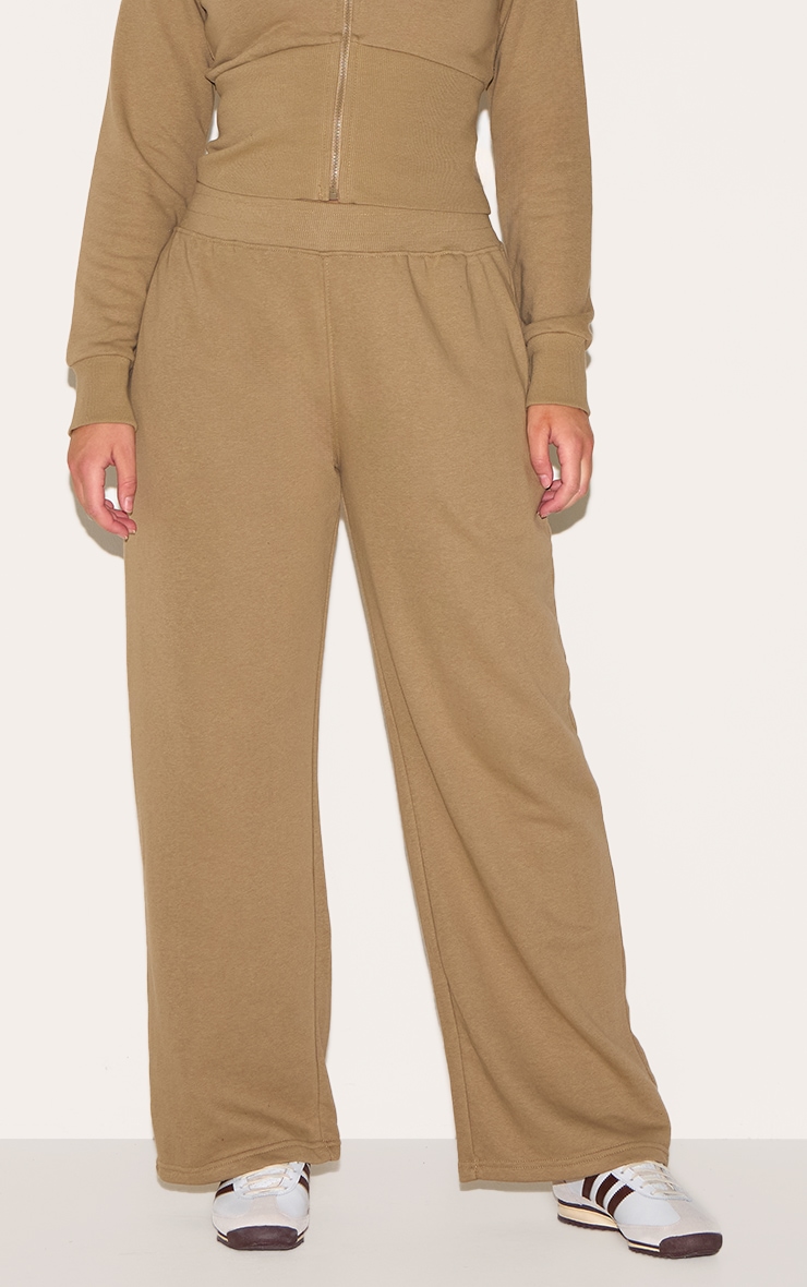 Shape Khaki Waistband Detail Wide Leg Track Pants image 2