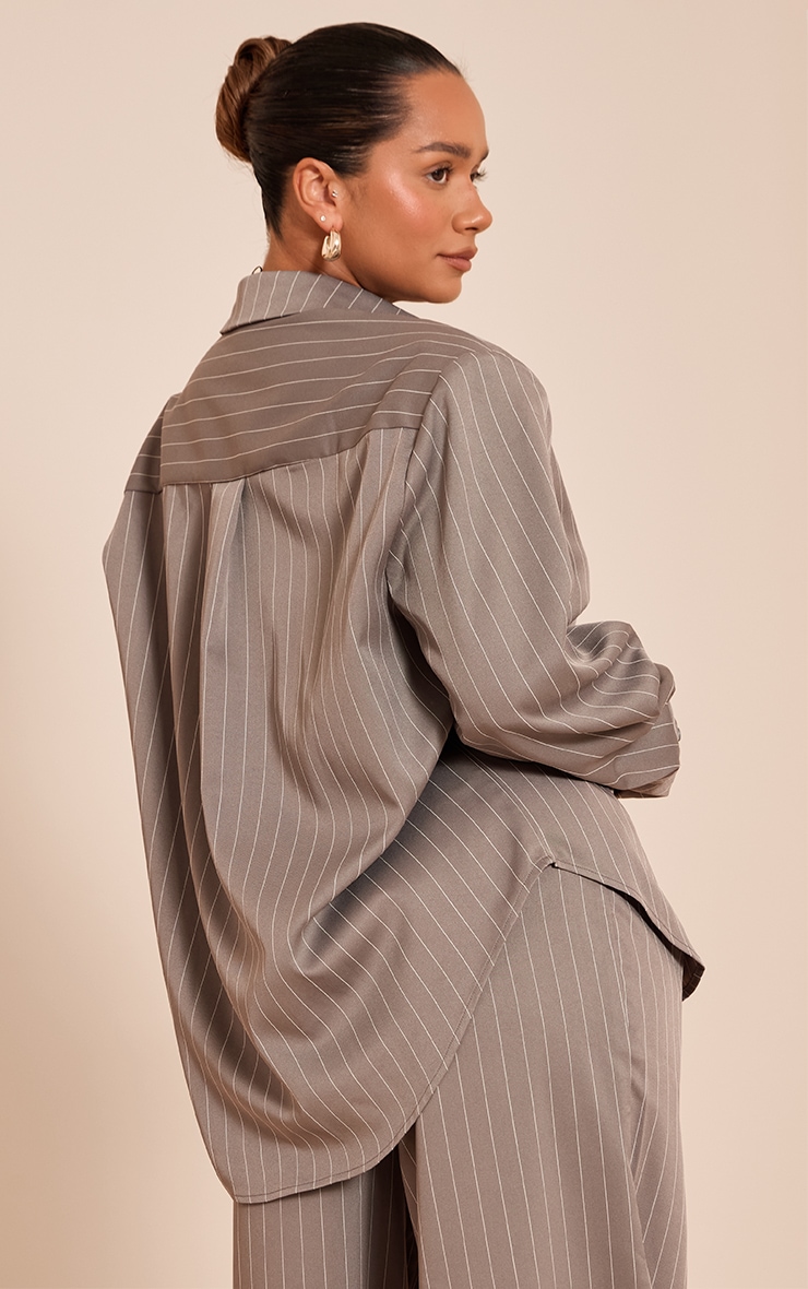 Shape Grey Pinstripe Cinched Waist Shirt image 2