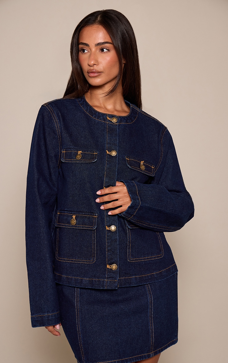 Petite Indigo A-line Mini Skirt image 4