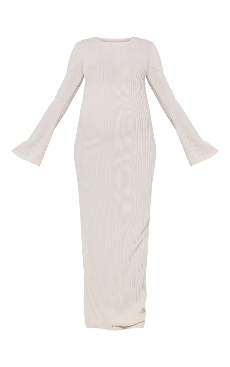 Maternity Cream Brushed Rib Long Sleeve Maxi Dress image 5