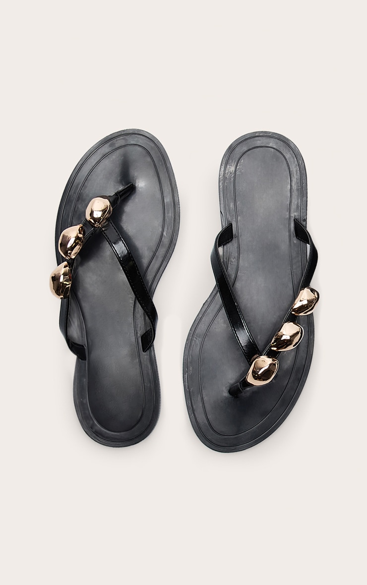 Black Toe Thong Gold Hardware Sandal image 5