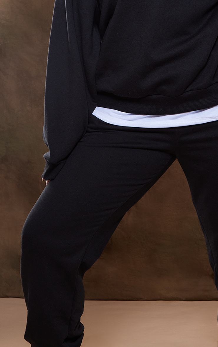 Plus Black Elasticated Casual Track Pants image 4