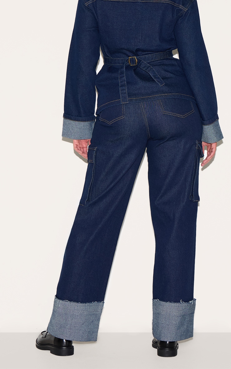 Shape Jean cargo stretch indigo à taille haute et ourlets retroussés image 3