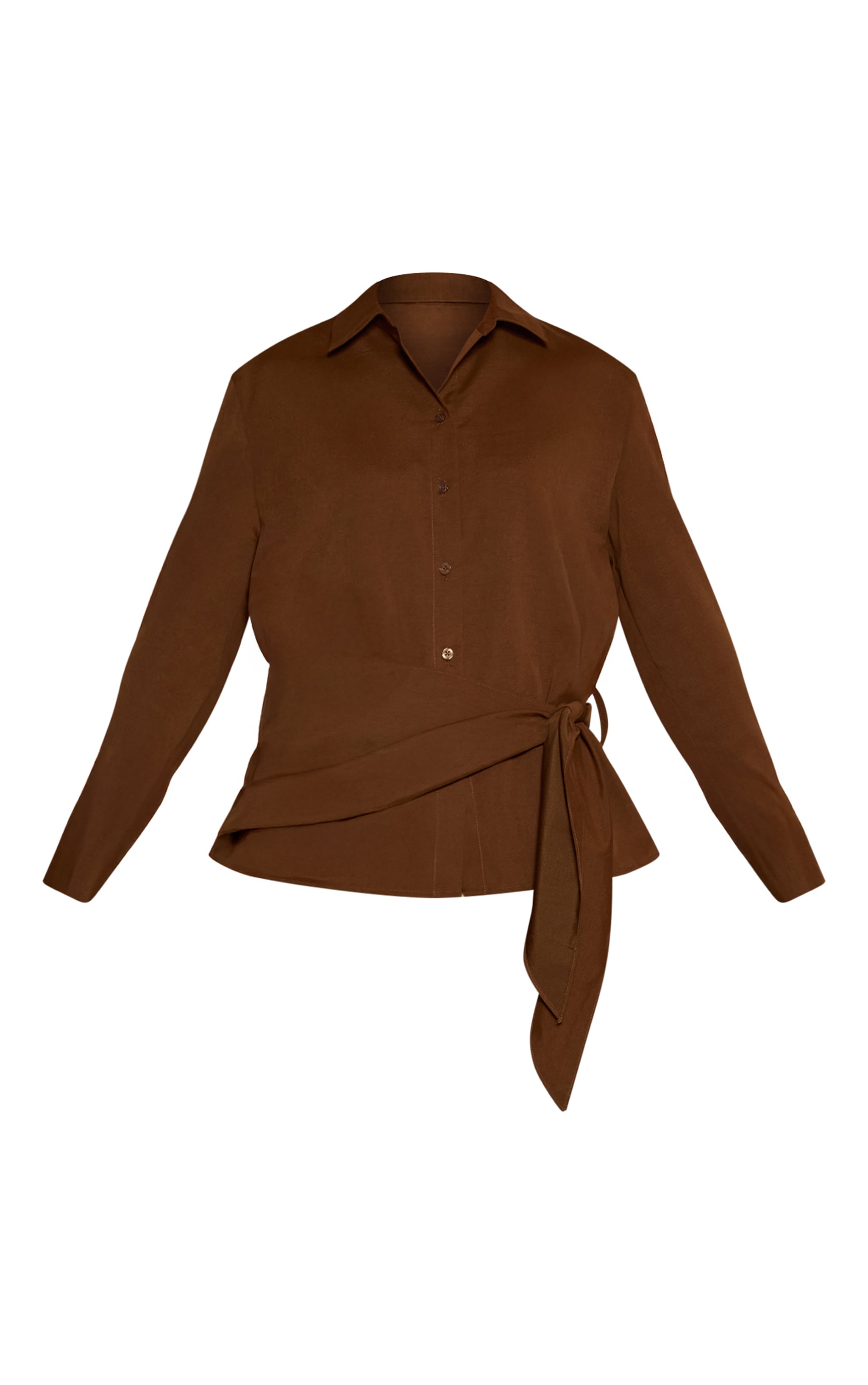 Brown Oversized Wrap Waist Shirt image 5