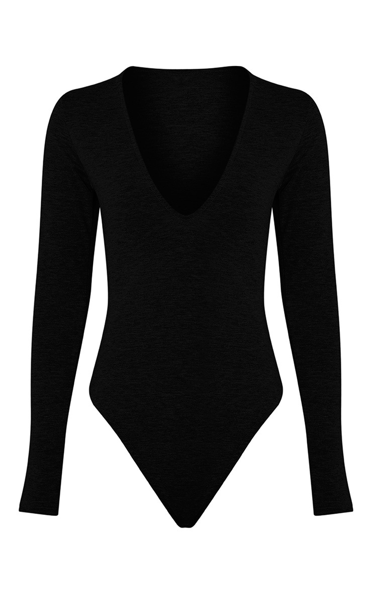 Nadie Grey Plunge Jersey Bodysuit Knitwear PrettyLittleThing USA