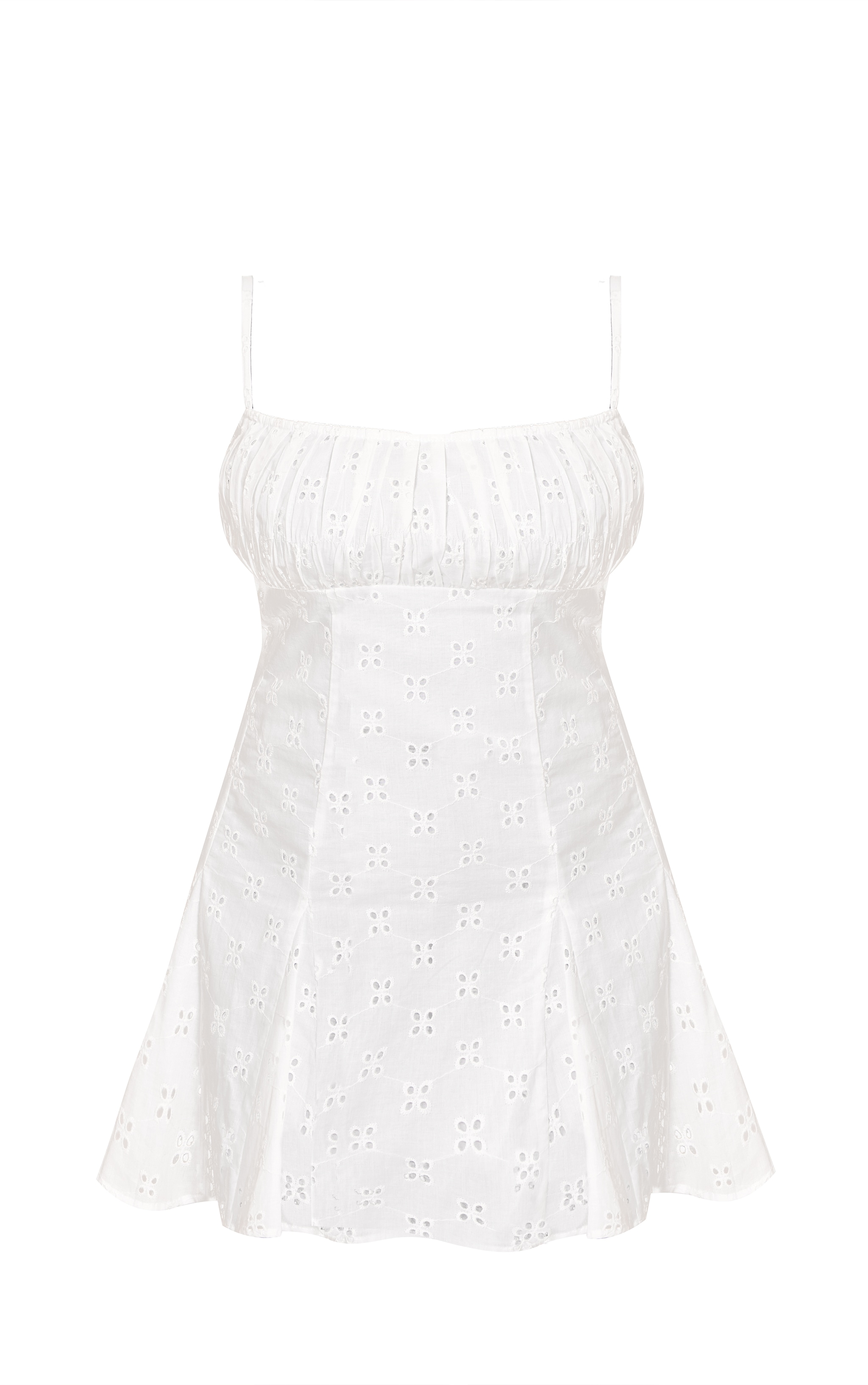Plus White Broderie Strappy Pleated Shift Dress image 5