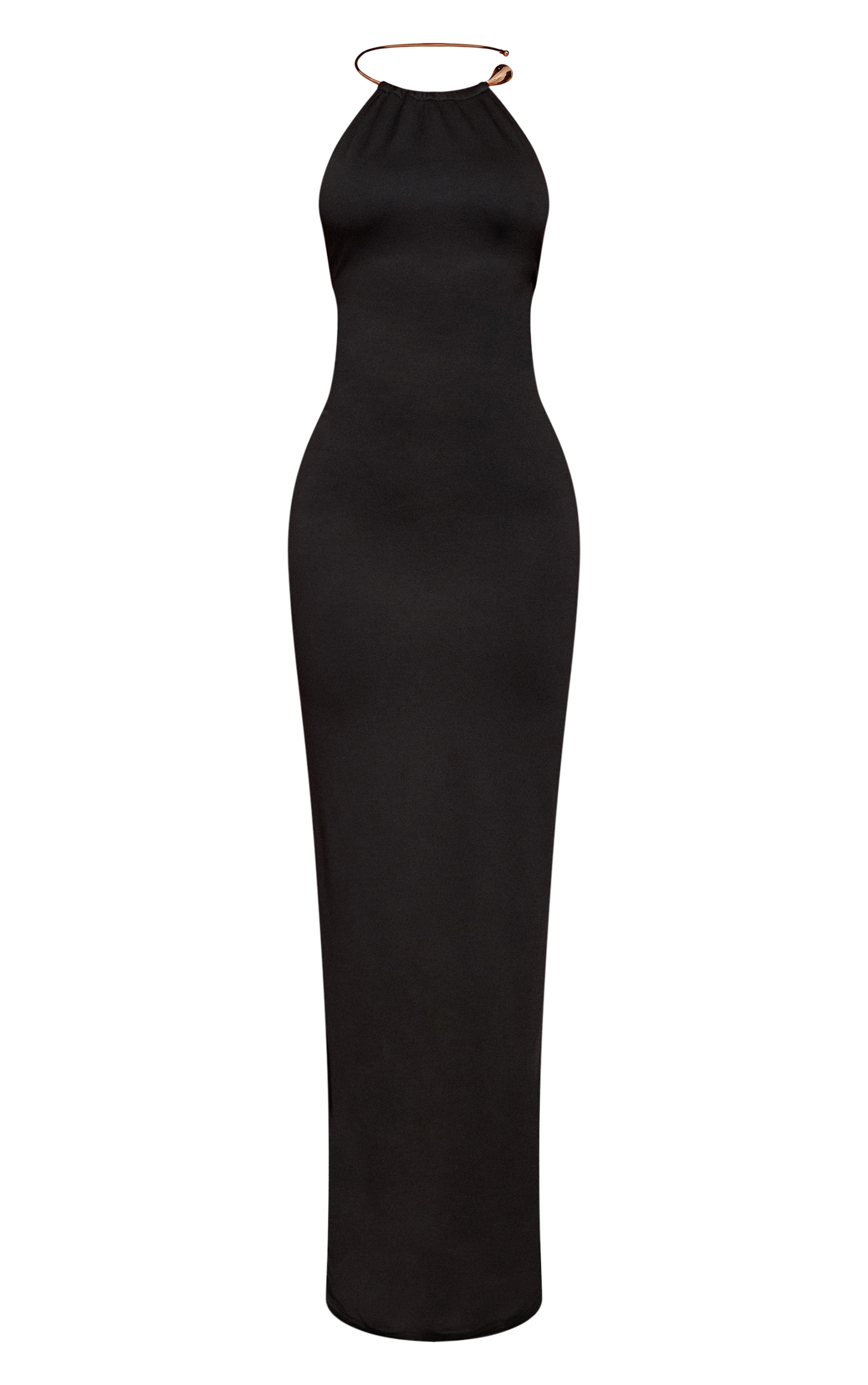 Petite Robe longue dorée à dos nu et empiècement doré image 5