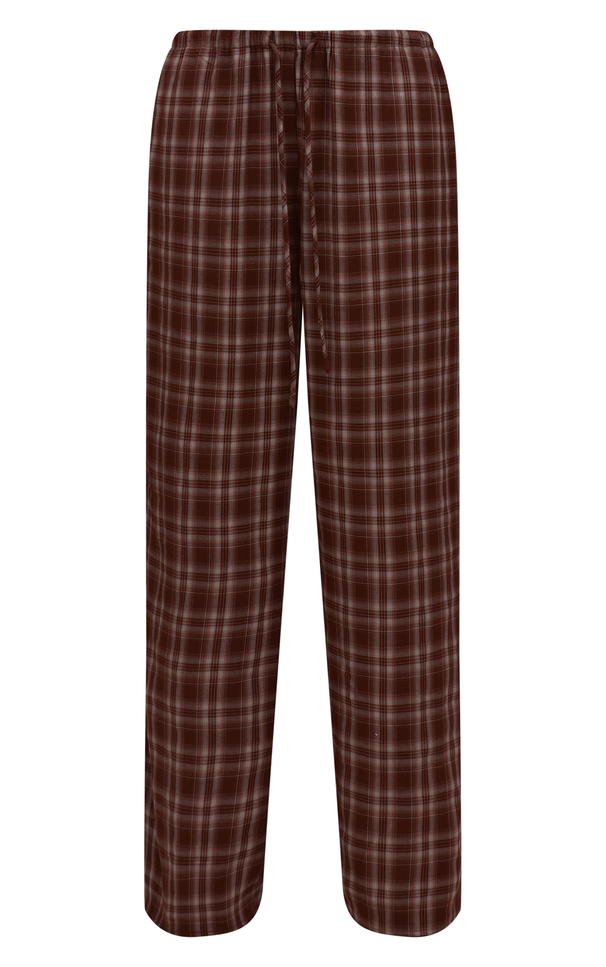 Brown Check Woven Drawstring Low Rise Relaxed Pants image 5
