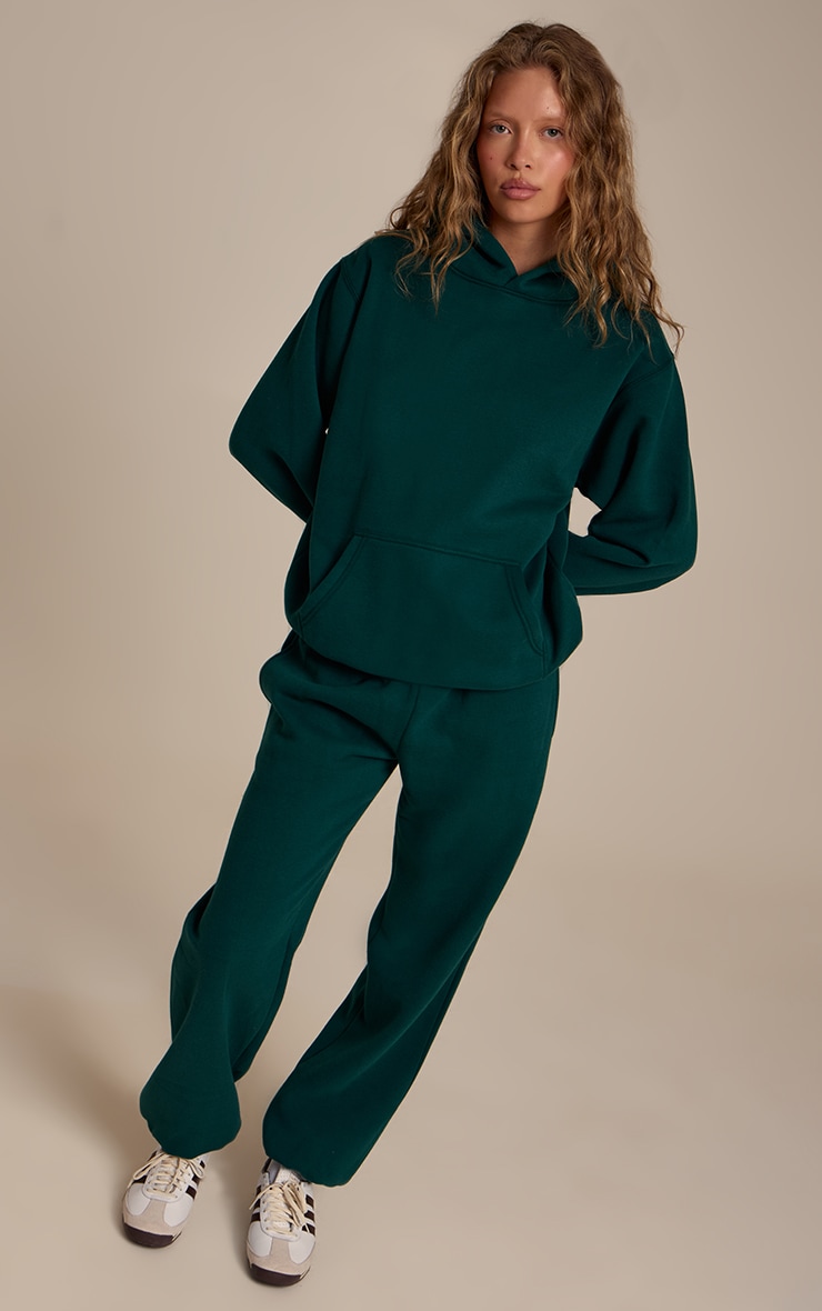 Pine Green Cotton Fleece Cuffed Sweat Pants image 1
