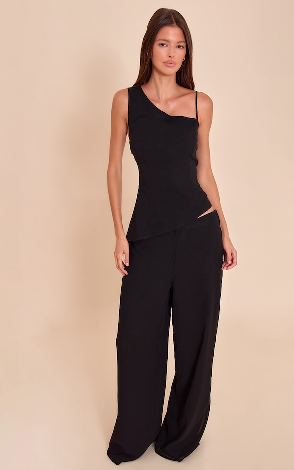 Black Chiffon Straight Leg Pant