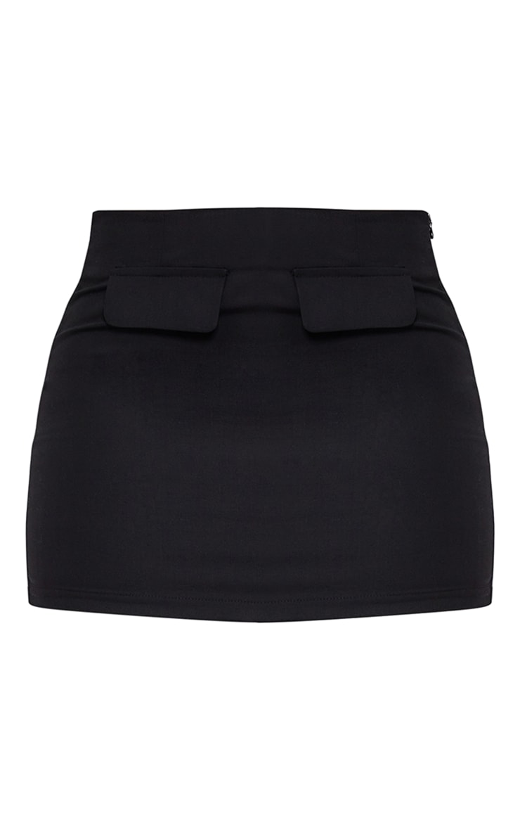 Black Tailored Woven Pocket Detail Low Rise Micro Mini Skirt image 6