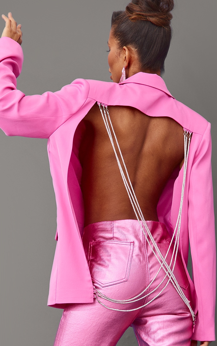 Pink backless blazer clearance