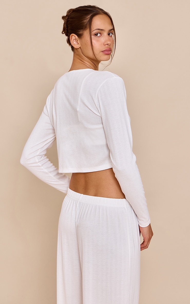 White Pointelle Pj Cardigan image 2