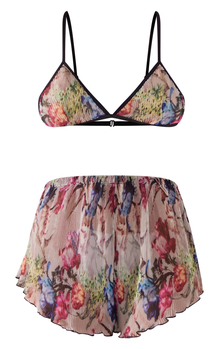 Floral Print Plisse Bralette & Short Pj Set image 5