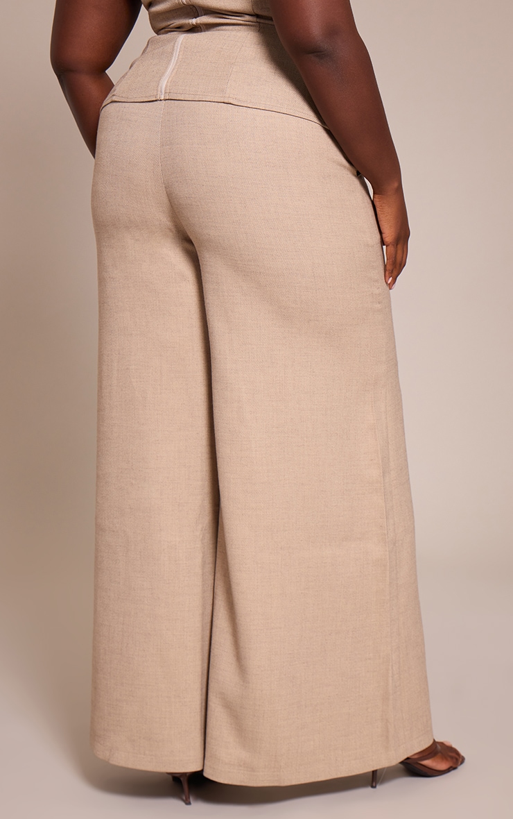 Plus Stone Woven Tailored Extreme Wide Leg Pants image 3
