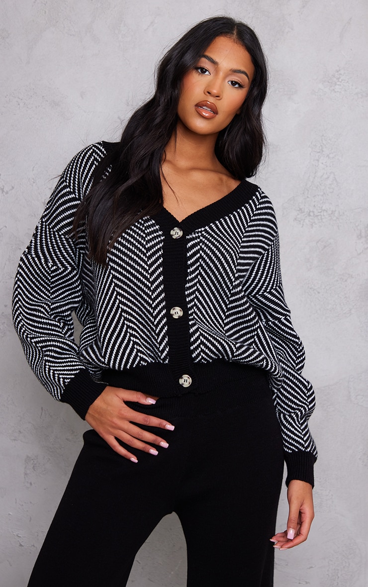 Tall Black Knitted Cardigan image 1