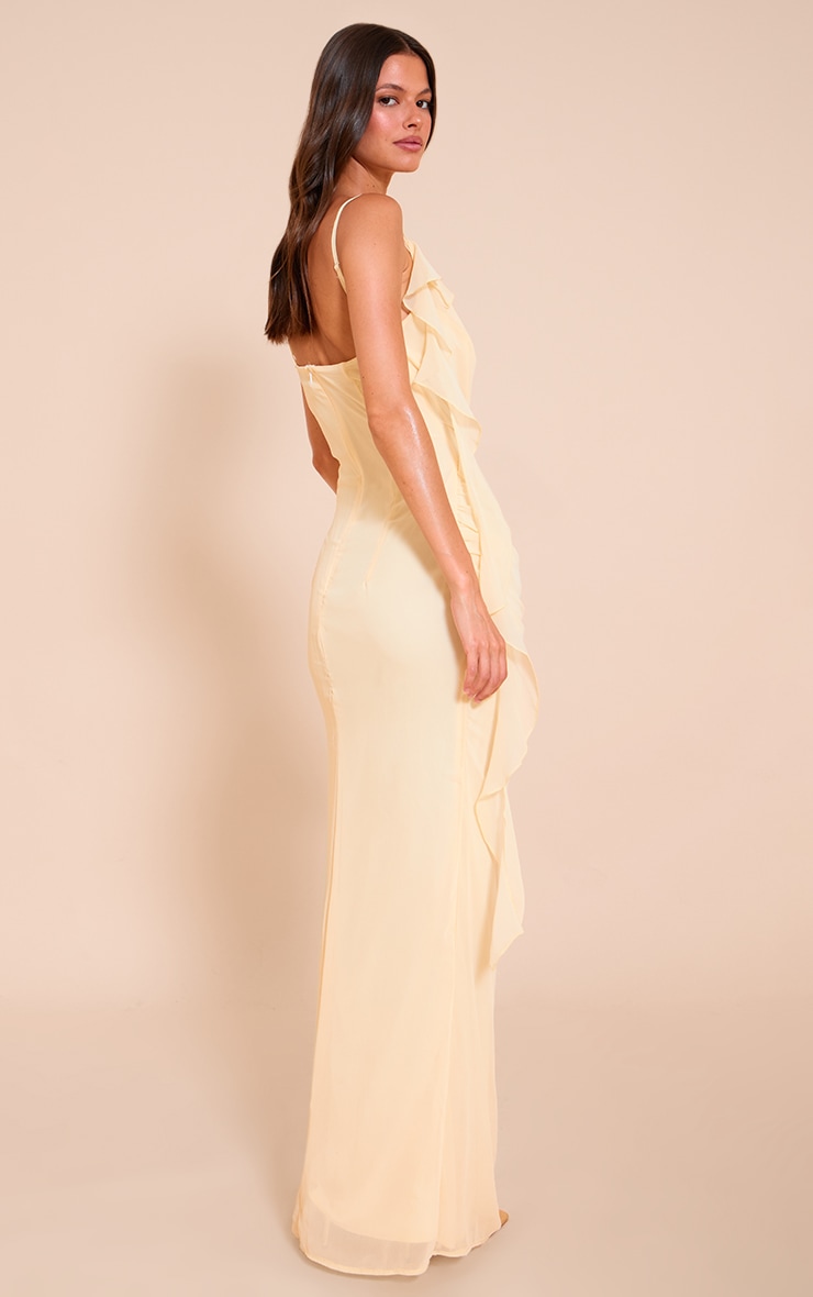 Lemon Chiffon Strappy Frill Detail Maxi Dress image 2