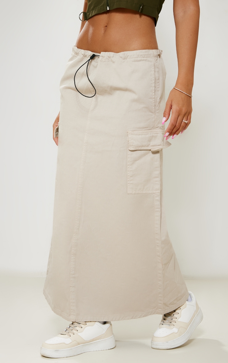 Stone Twill Toggle Washed Midaxi Skirt image 2