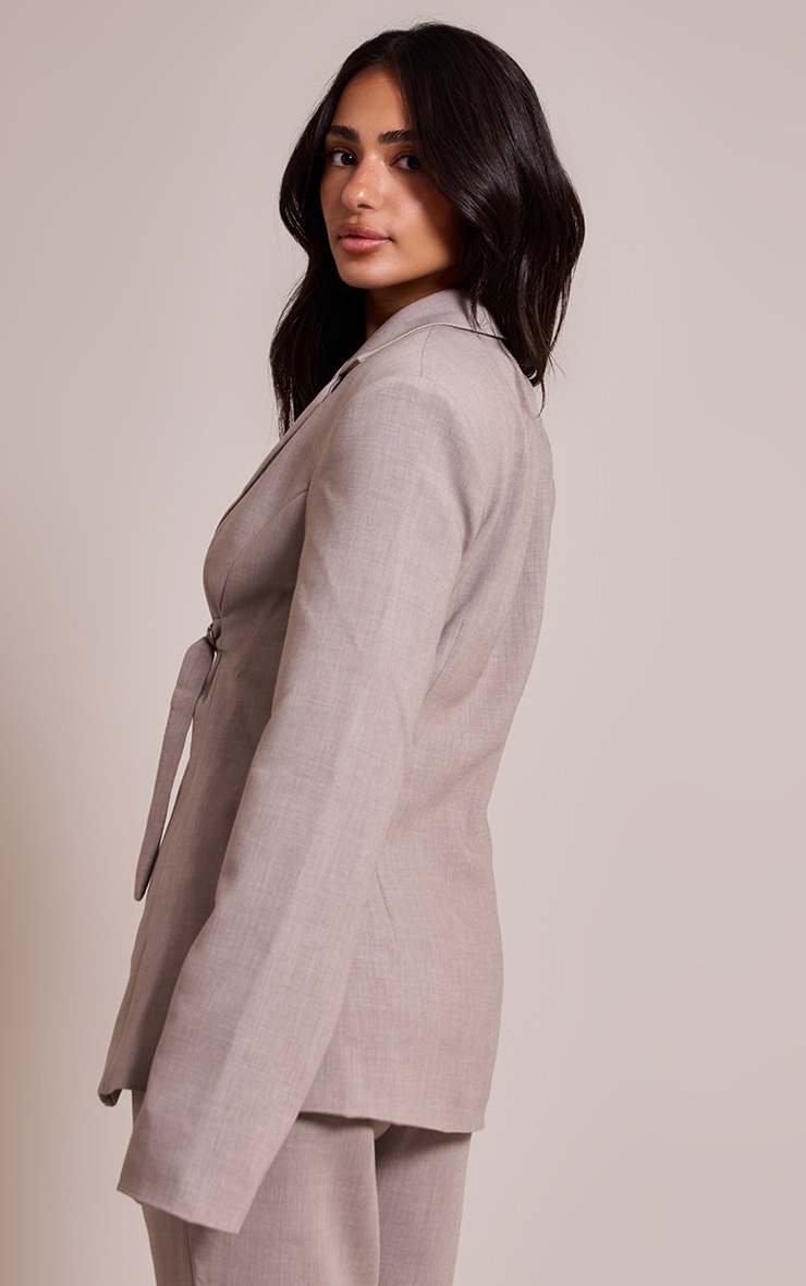Petite Ash Grey Front Buckle Cinched Blazer image 2