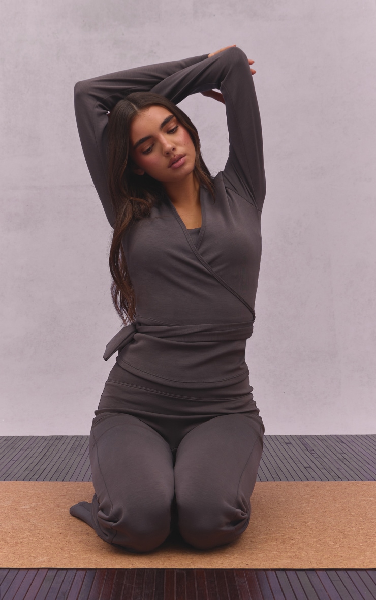 Charcoal Super Soft Wrap Top image 3