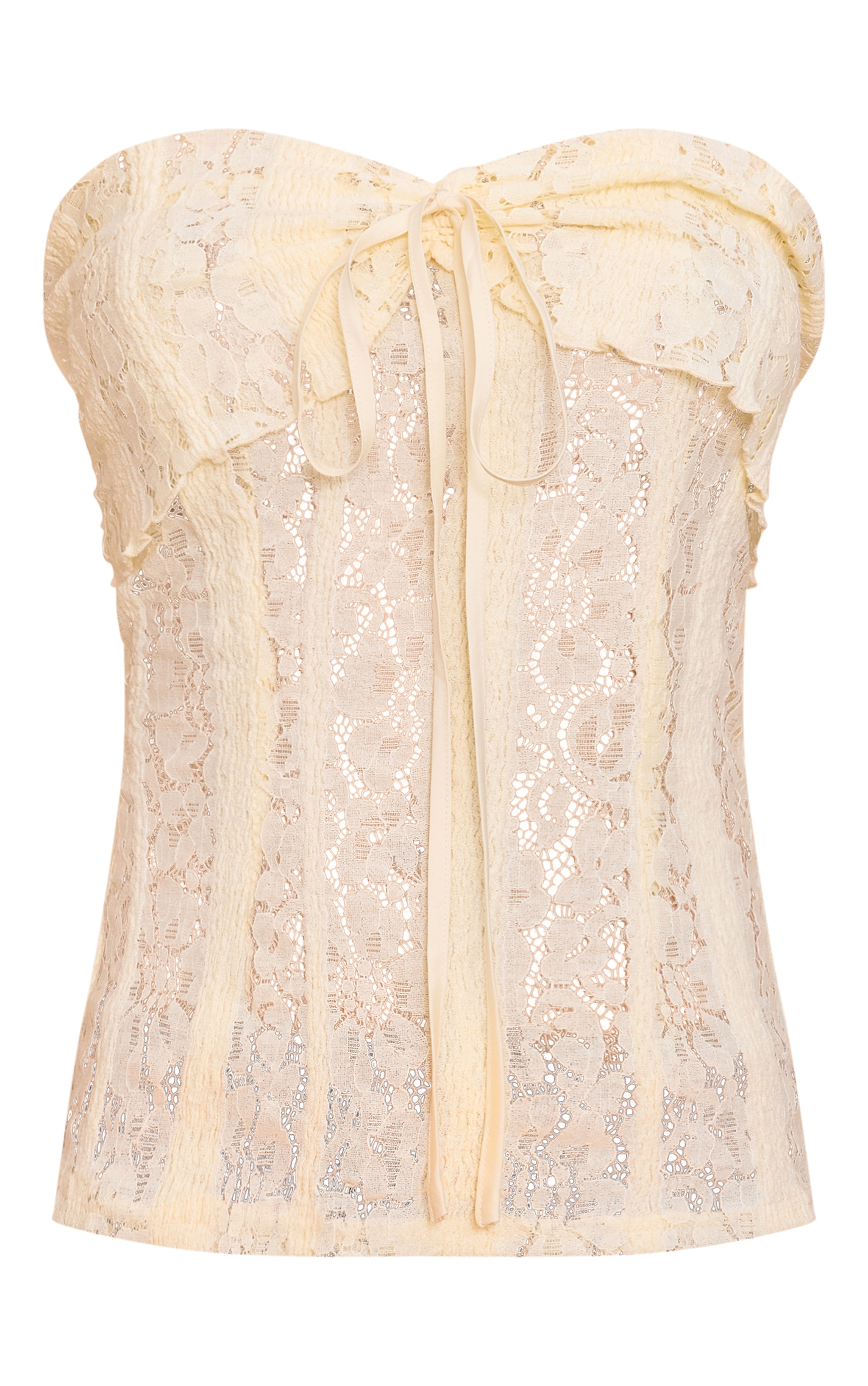 Lemon Fitted Lace Bandeau Longline Top image 5