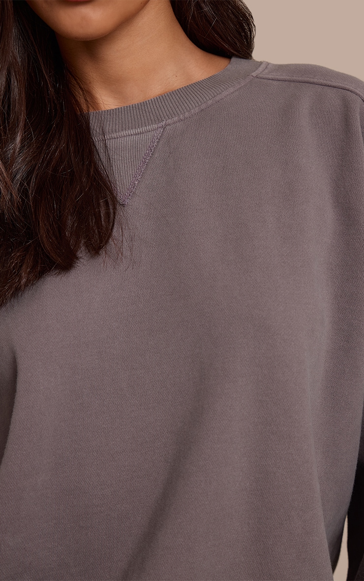 Tall Charcoal Acid Washed Cross Stitch Sweatshirt image 4