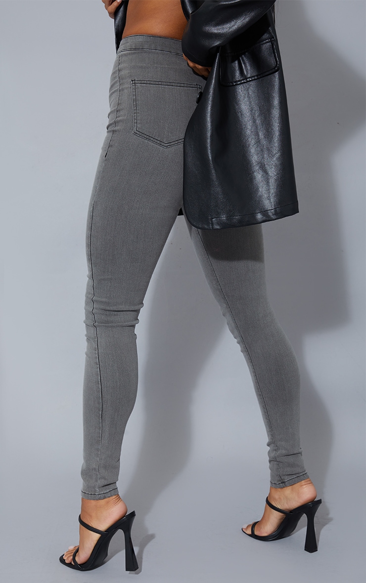 PRETTYLITTLETHING Grey Disco Skinny Jeans image 3