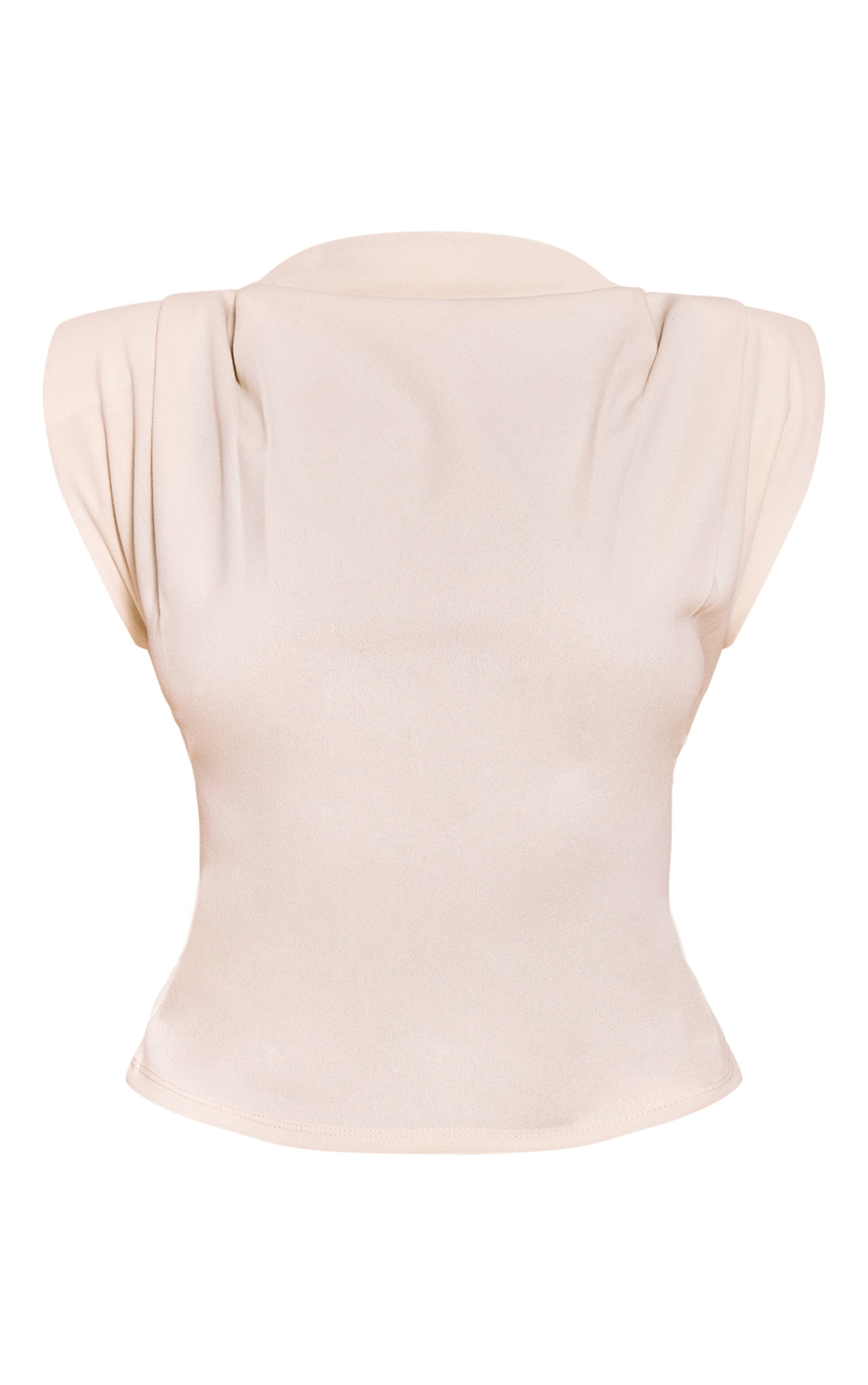 Almond Shoulder Pad Pleated Boat Neck Top image 5