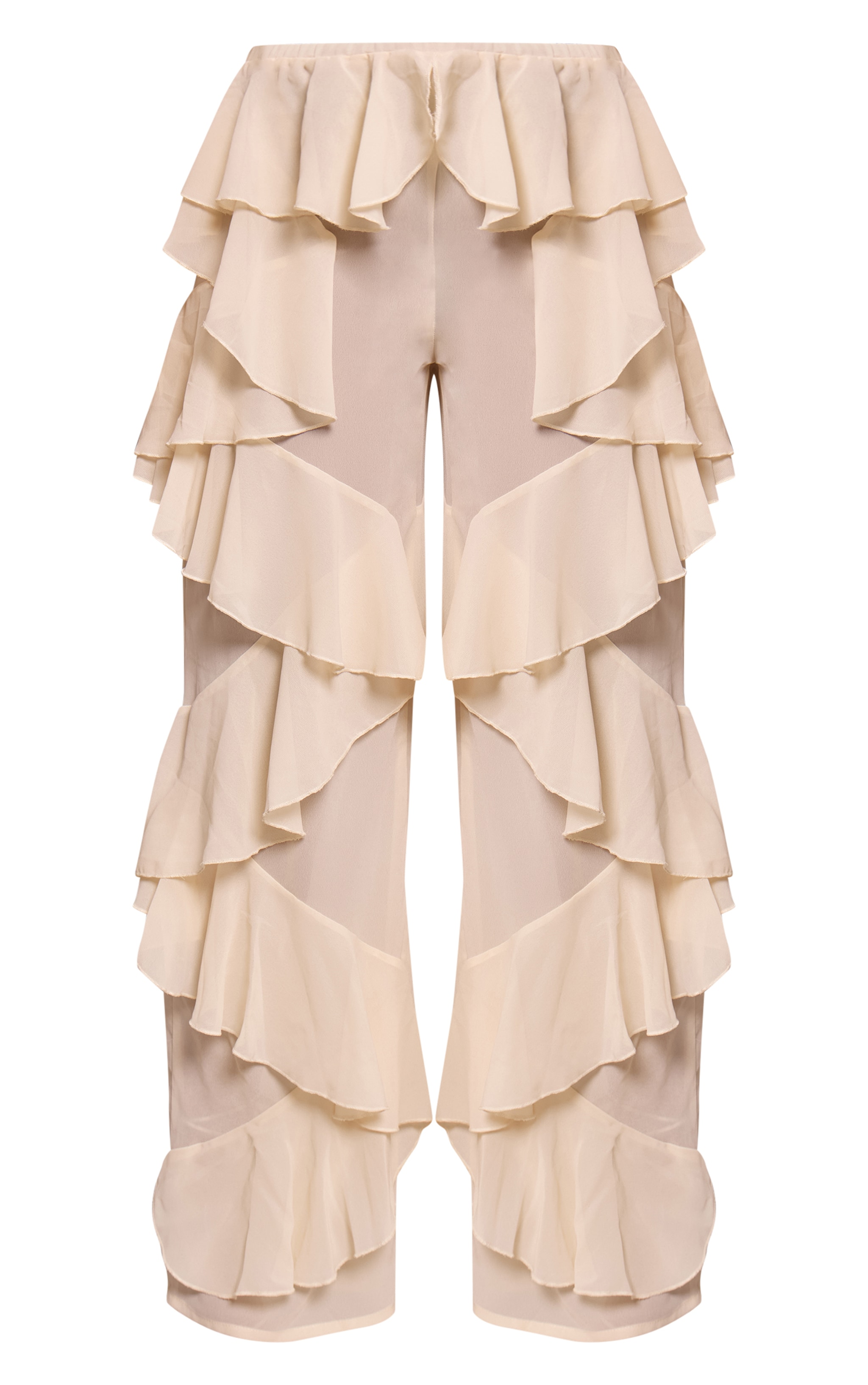Cream Chiffon Frill Straight Leg Pant image 5