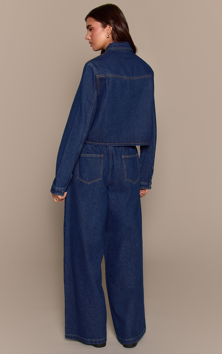 Indigo Mid Rise Tie Waist Denim Jeans image 3