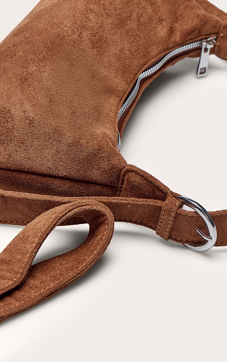 Tan Suede Adjustable Shoulder Bag image 5