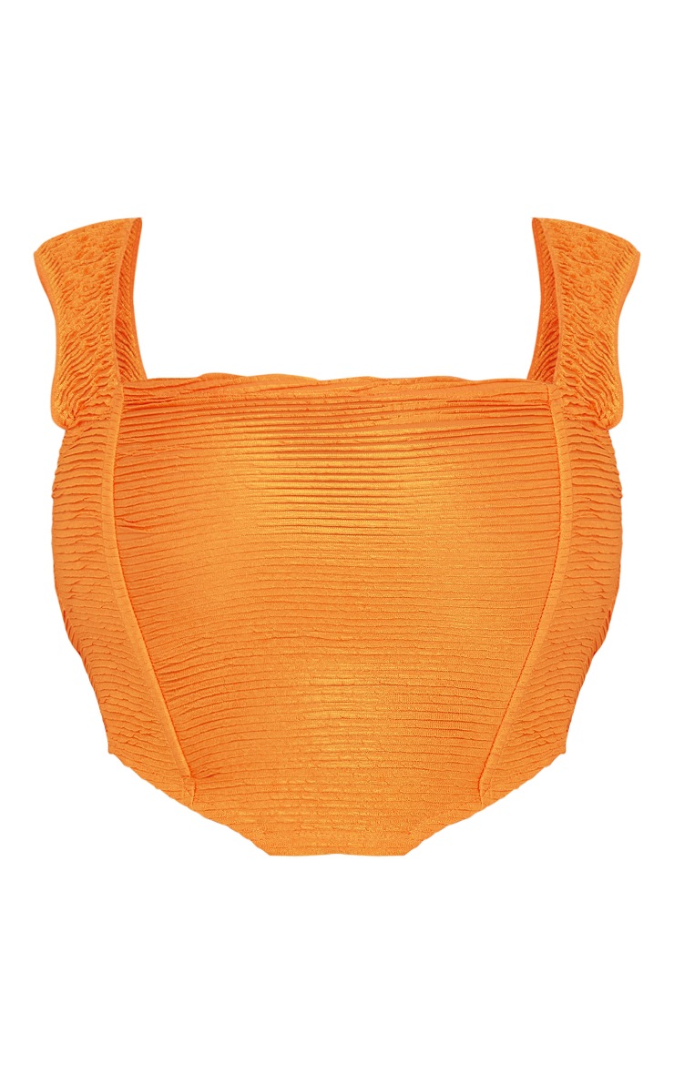 Plus Orange Textured Corset Top Plus Size PrettyLittleThing AUS
