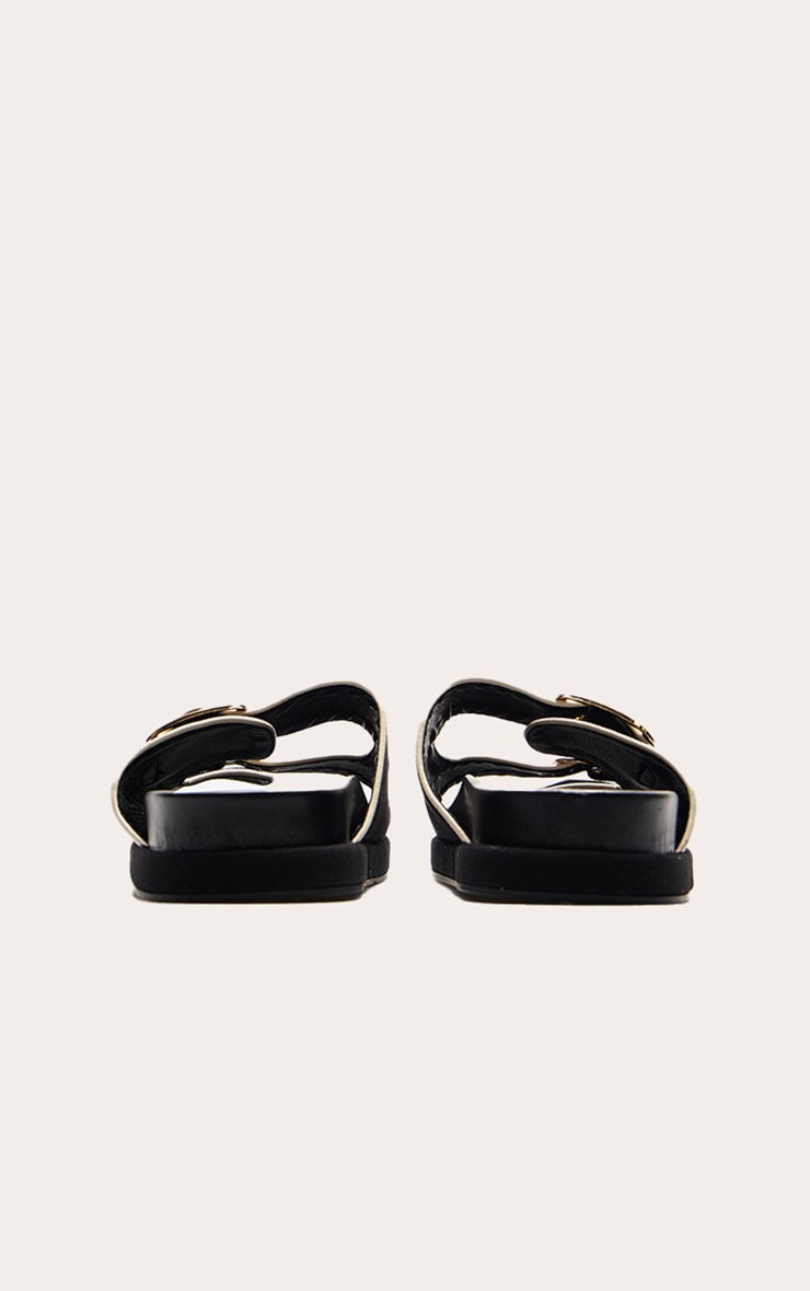 Black Contrast Woven Buckle Footbed Sandals image 4