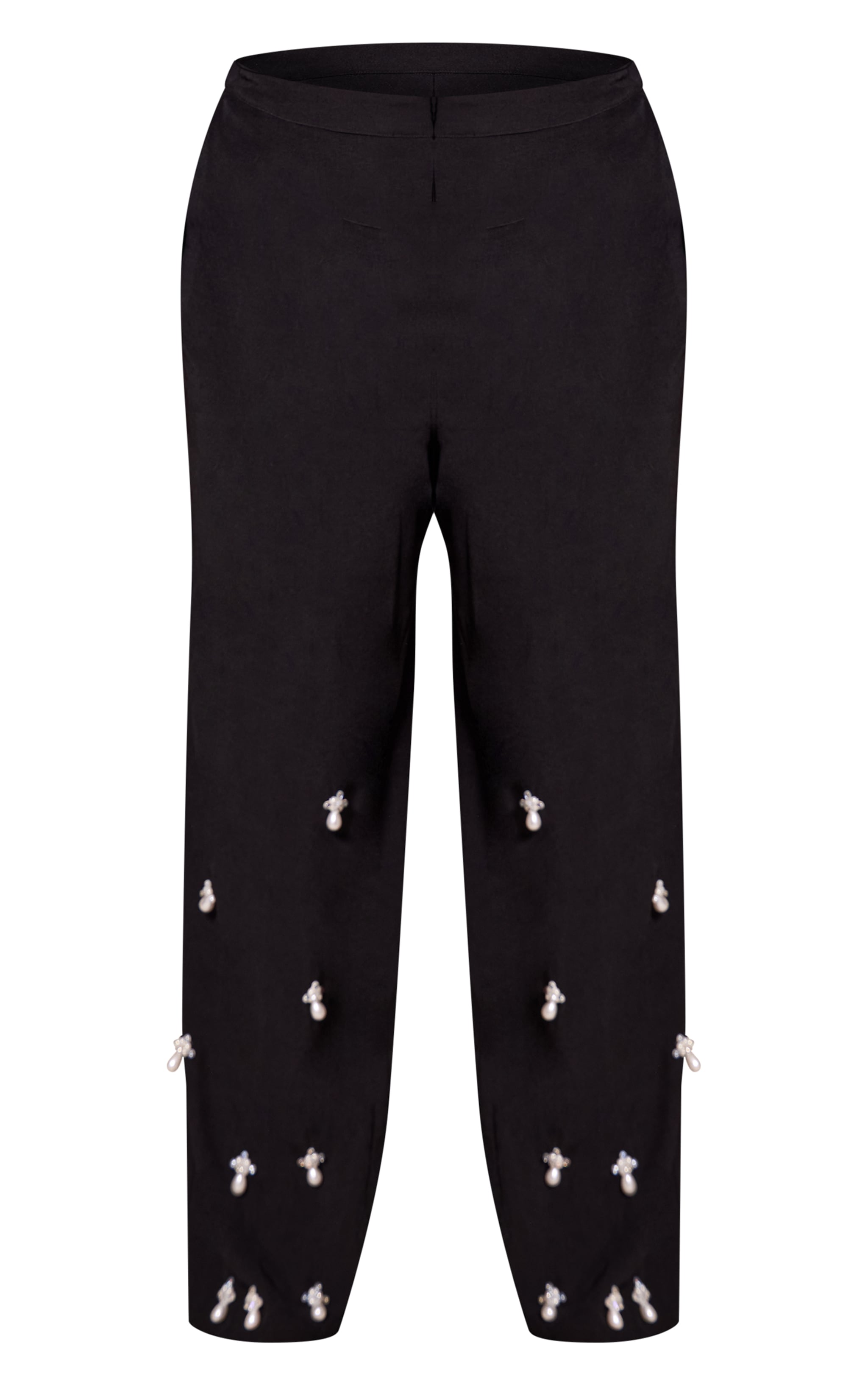 Plus Black Woven Embellished High Waist Wide Leg Pant image 5