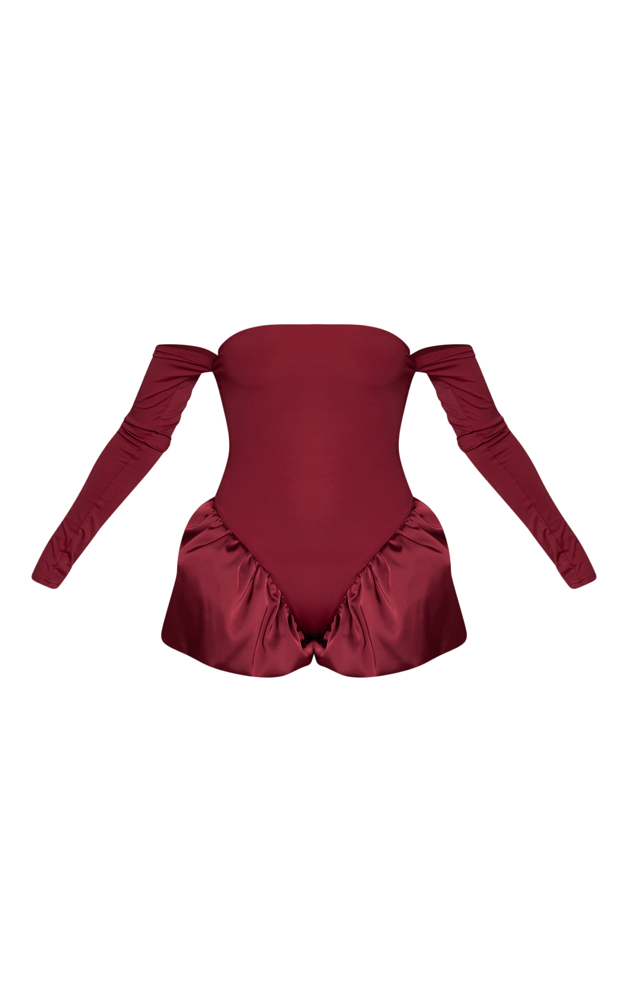 Combishort bustier bouffant rouge vin à manches longues image 5