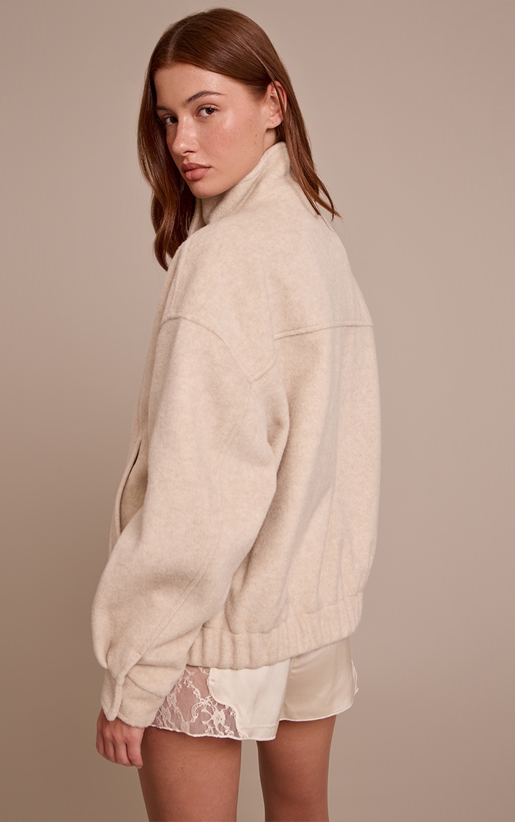 Light Grey Funnel Neck Bomber Jacket image 2