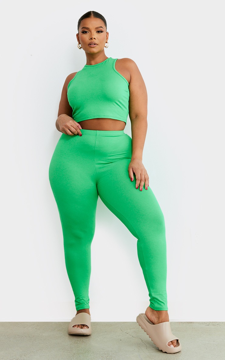 Plus Green Jersey Leggings Plus Size PrettyLittleThing CA