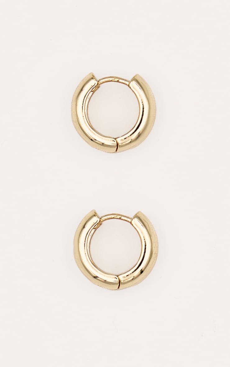 Gold Huggie Hoop Earrings image 2